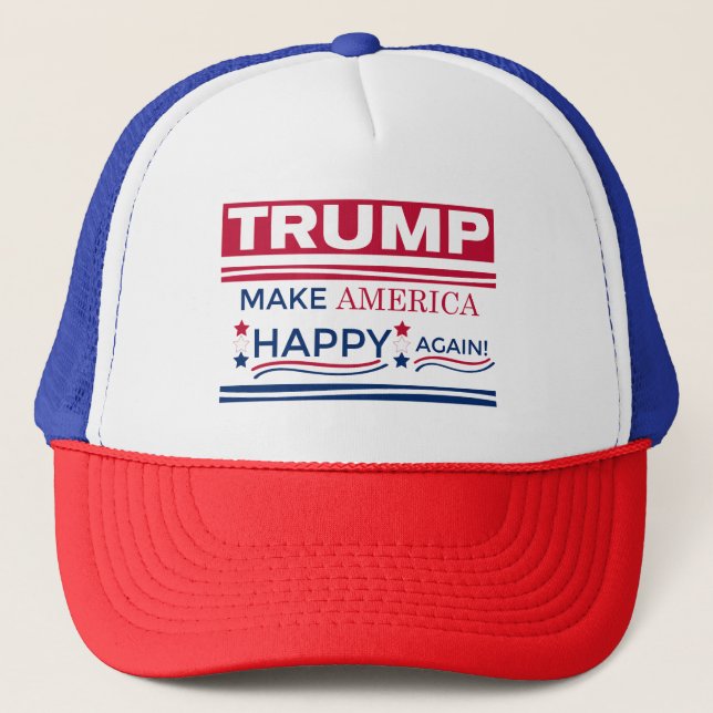 Trump Make America Happy Again Trucker Hat (Front)