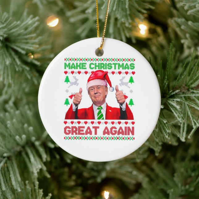 Trump Make Christmas Great Again Christmas  Ceramic Tree Decoration (Tree)