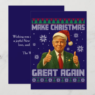 Trump Make Christmas Great Again Dark Blue Holiday Card