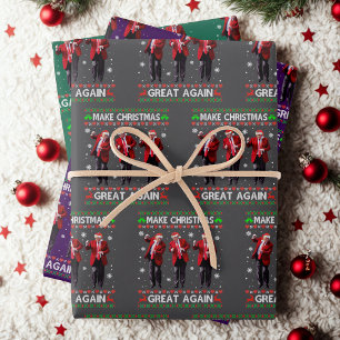 Trump Make Christmas Great Again Trump Santa Dance Wrapping Paper Sheet