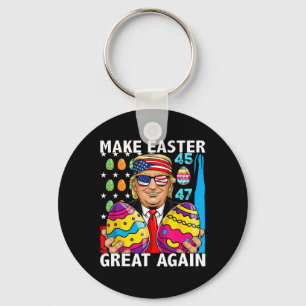 Trump Make Easter Great Again 45 47 Bunny Hunt Egg Key Ring