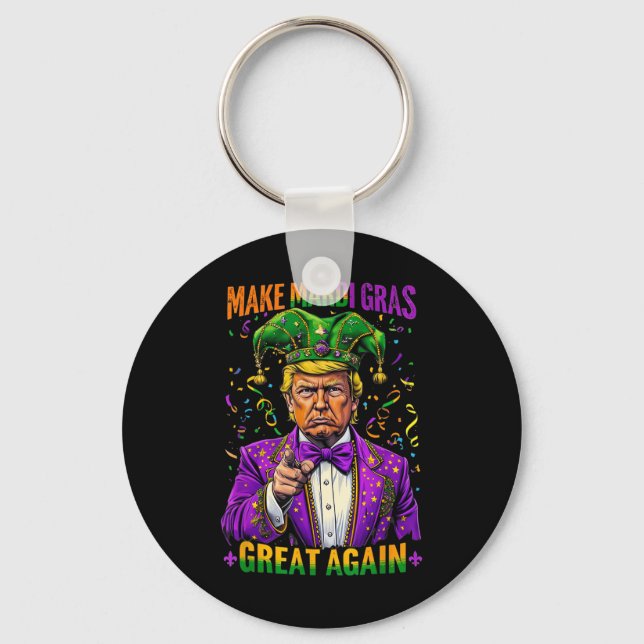Trump Make Mardi Gras Great Again Funny Parade Key Ring (Front)