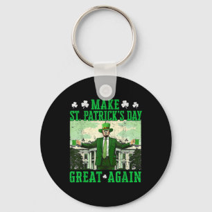 Trump Make St Patricks Day Great Again Shamrock Key Ring