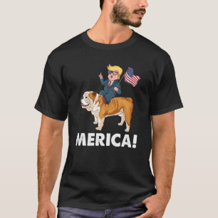 Trump Merica English Bulldog Dog American Hero 4Th T-Shirt