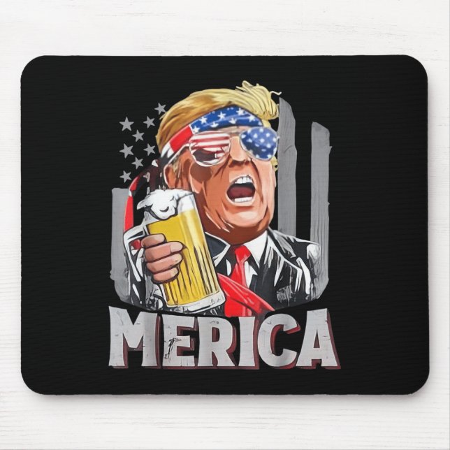 Trump Merica Make 4th Of July Great Again Men Drin Mouse Pad (Front)