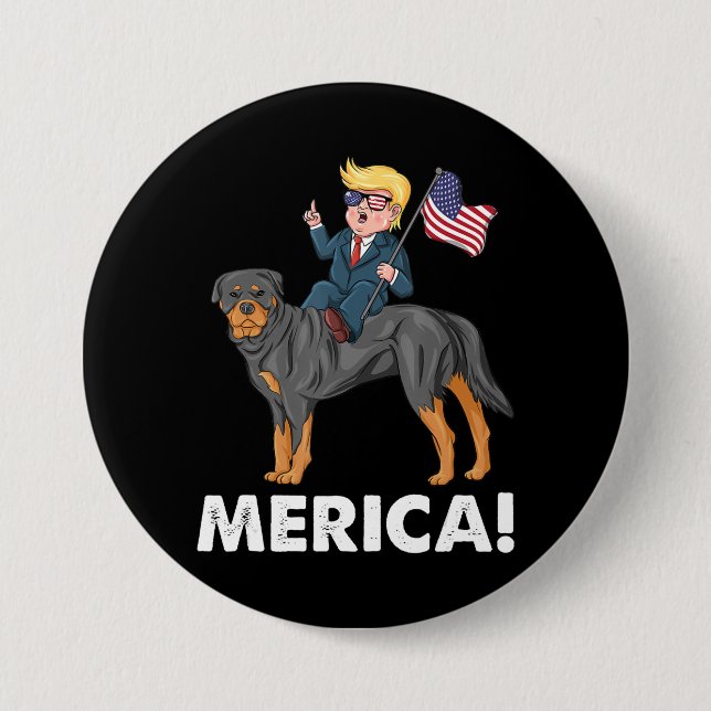 Trump Merica Rottweiler Dog American Hero 7.5 Cm Round Badge (Front)
