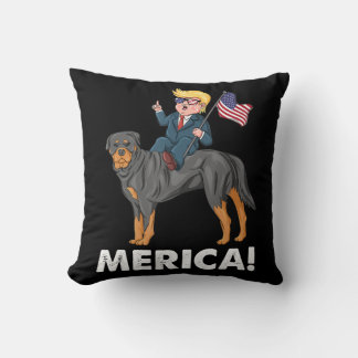 Trump Merica Rottweiler Dog American Hero Cushion