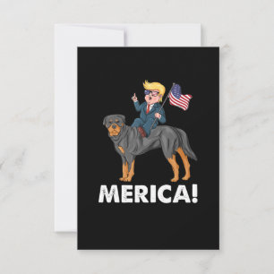 Trump Merica Rottweiler Dog American Hero RSVP Card