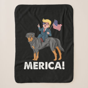 Trump Merica Rottweiler Dog American Hero Sherpa Blanket