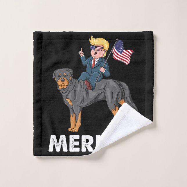 Trump Merica Rottweiler Dog American Hero Wash Cloth (Wash Cloth)