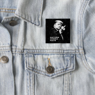 Trump Middle Finger 2026 Meme Funny 15 Cm Square Badge