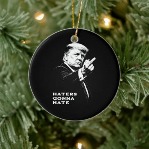 Trump Middle Finger 2026 Meme Funny Ceramic Tree Decoration