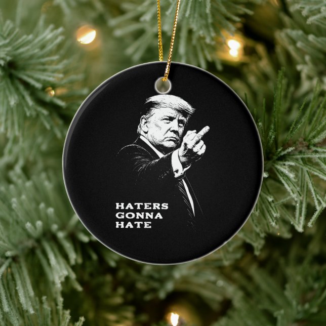 Trump Middle Finger 2026 Meme Funny Ceramic Tree Decoration (Tree)