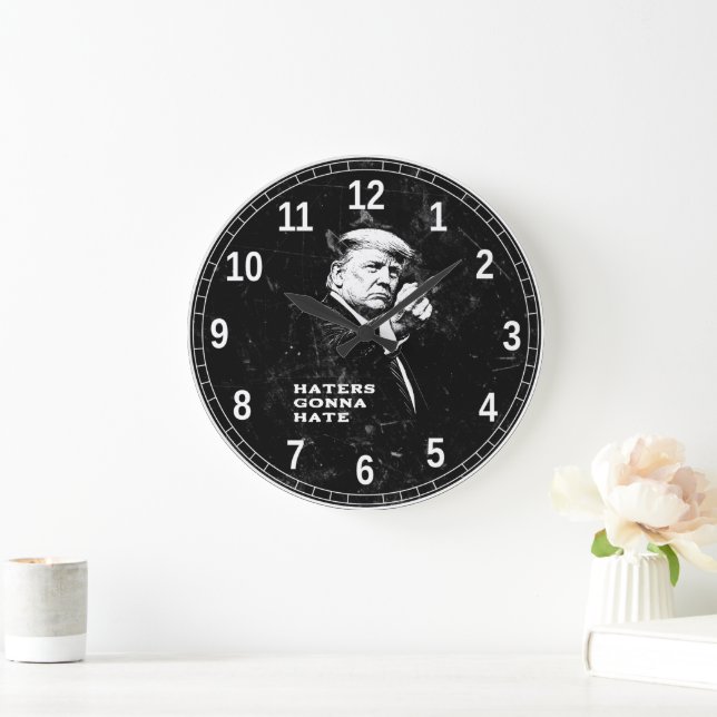 Trump Middle Finger 2026 Meme Funny Large Clock (Home)