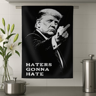 Trump Middle Finger 2026 Meme Funny Tea Towel