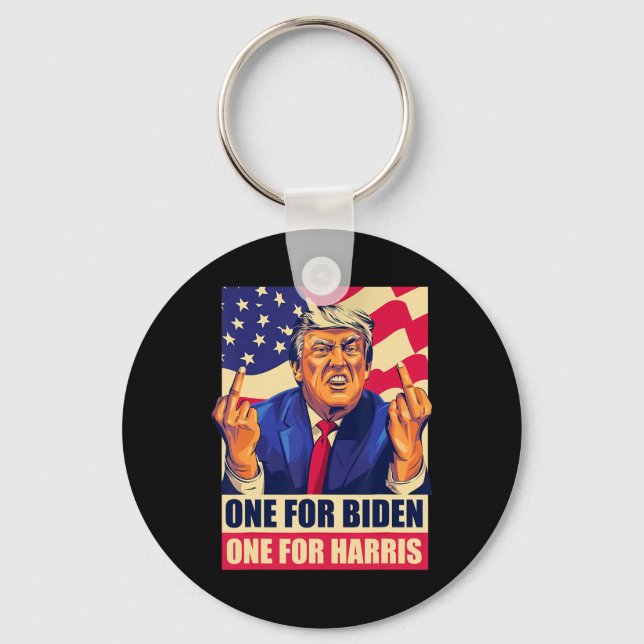 Trump Middle Finger Biden Harris America Republica Key Ring (Front)