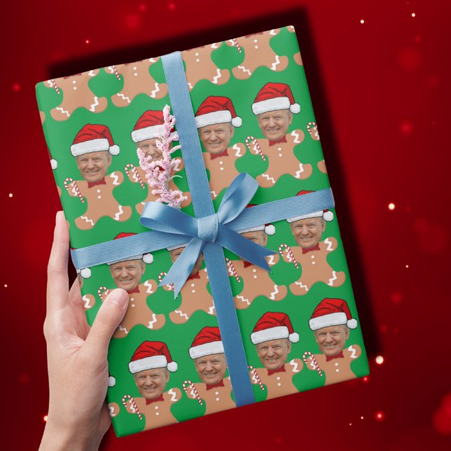 Trump Minimalist Custom Face Photo Gingerbread Wrapping Paper (Creator Uploaded)