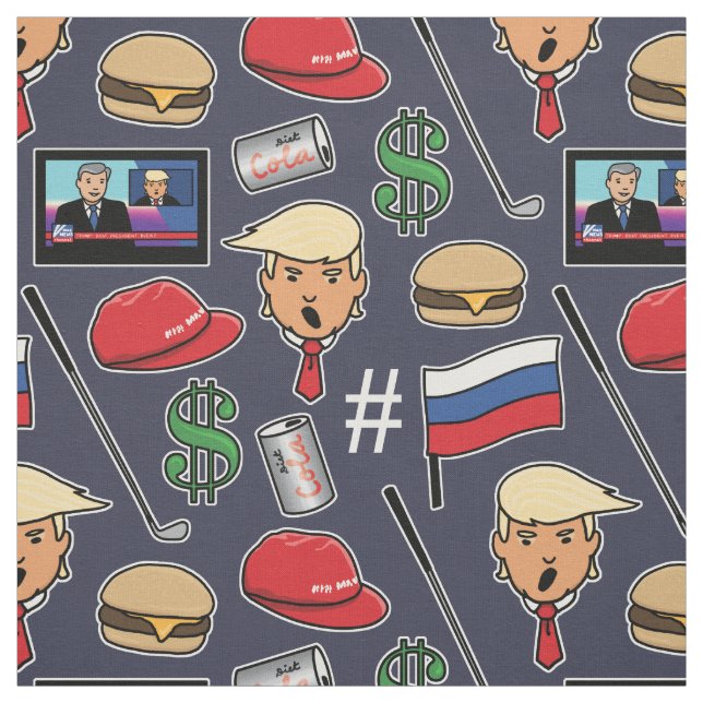 Trump, Money, Burgers, Golf, Russia and Fake News Fabric (Swatch)
