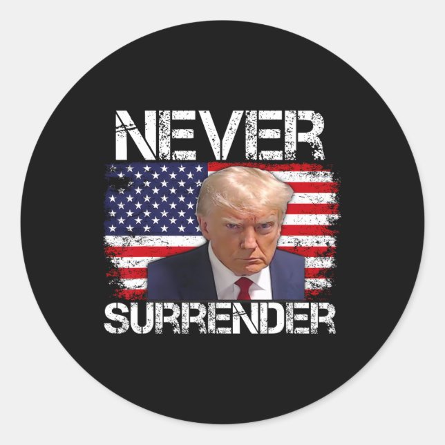 Trump Mug Shot Never Surrender 2024  Classic Round Sticker (Front)