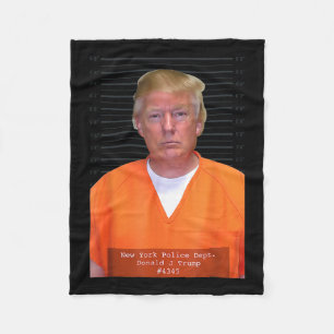 Trump Mug Shot Range Jumpsuit Parody Behind Bars Fleece Blanket