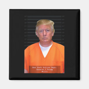 Trump Mug Shot Range Jumpsuit Parody Behind Bars  Magnet