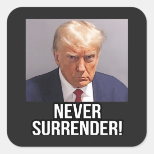 Trump Mugshot 2024 Donald Trump Never Surrender Square Sticker
