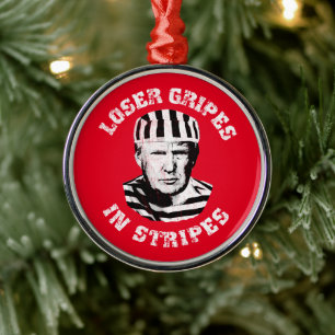 Trump Mugshot: Loser Gripes in Stripes Metal Tree Decoration