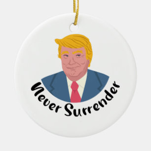 Trump Mugshot Never Surrender Ceramic Tree Decoration