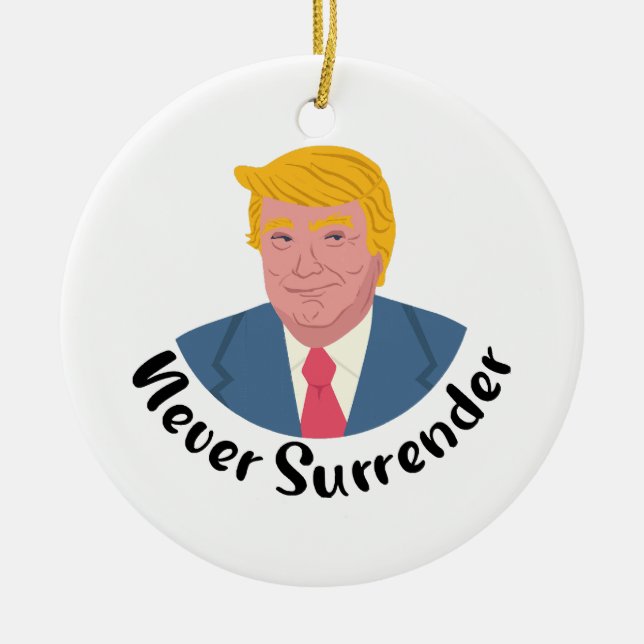 Trump Mugshot Never Surrender  Ceramic Tree Decoration (Front)