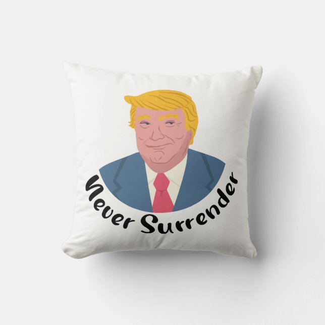 Trump Mugshot Never Surrender  Cushion (Front)