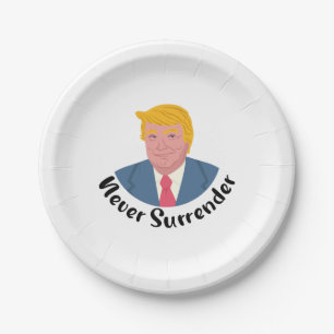 Trump Mugshot Never Surrender  Paper Plate