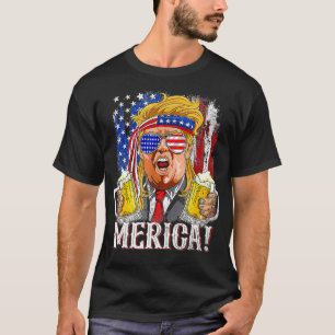 Trump Mullet 4th Of July USA American Flag Merica  T-Shirt
