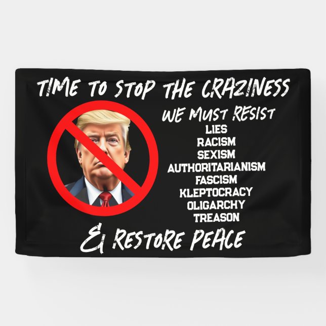 Trump Must Go  | Time to Restore Peace Banner (Horizontal)