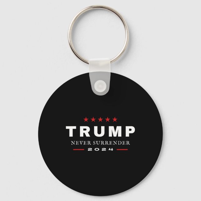 Trump Never Surrender 2024 Maga Patriotic Tee  Key Ring (Front)