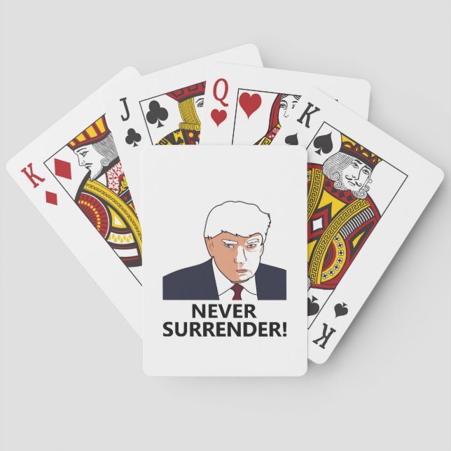Trump Never Surrender Mug Shot Playing Cards (Back)