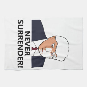 Trump Never Surrender Mug Shot Tea Towel