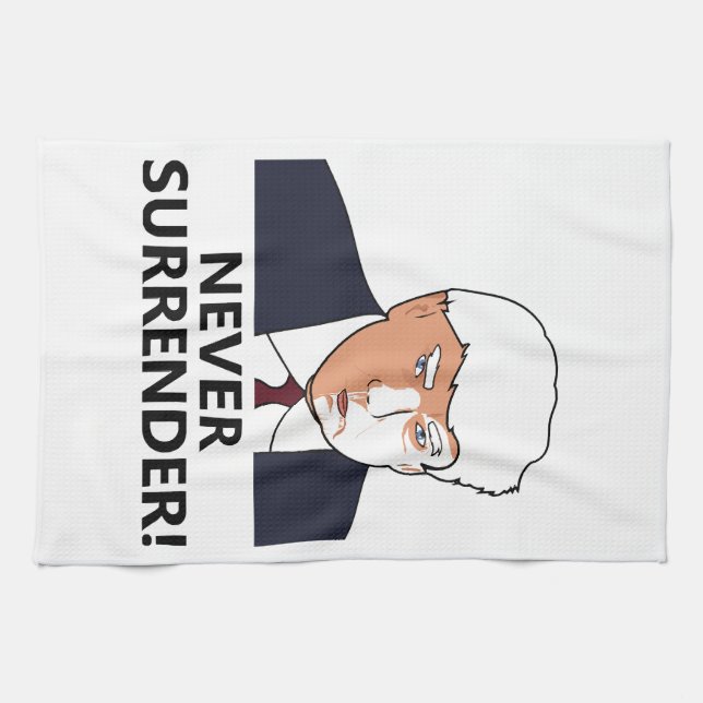 Trump Never Surrender Mug Shot Tea Towel (Horizontal)