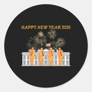 Trump New Year 2025 White House Fireworks Celebrat Classic Round Sticker