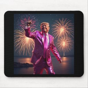 Trump New Year's Eve 2025 Vibrant Pink Suit Celebr Mouse Pad