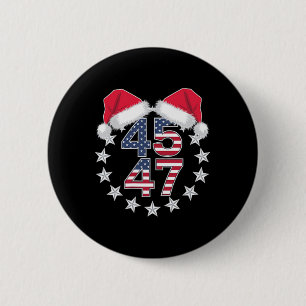 Trump On Back 45 47 President Usa Santa Hat Christ 6 Cm Round Badge