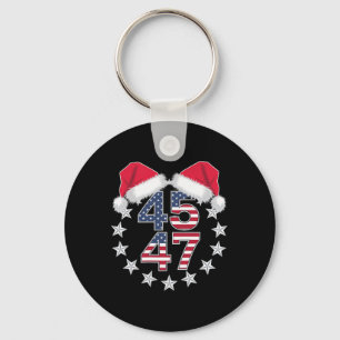 Trump On Back 45 47 President Usa Santa Hat Christ Key Ring
