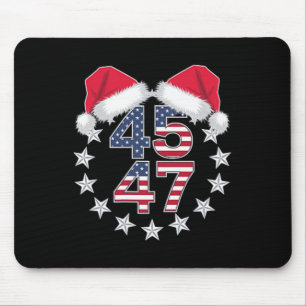 Trump On Back 45 47 President Usa Santa Hat Christ Mouse Pad