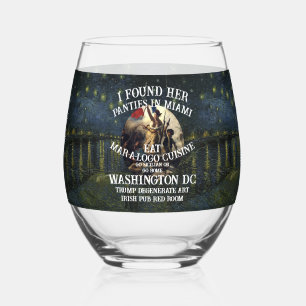 Trump Panties Miami Catholic Church White Stemless Wine Glass