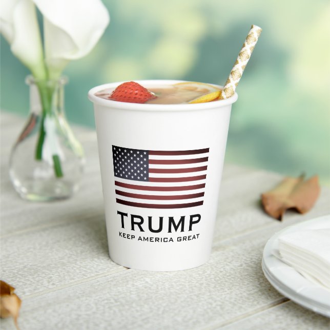 Trump party cups with US flag - Keep America Great (Insitu)