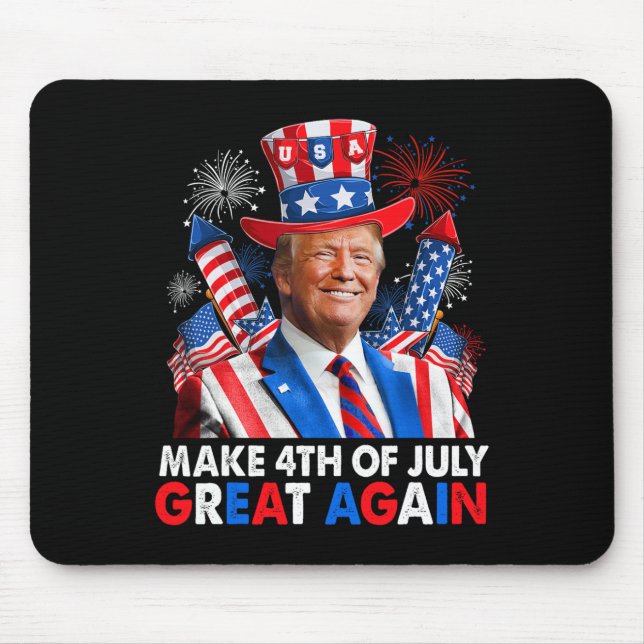 Trump Patriotic Firework Make 4th Of July Great Ag Mouse Pad (Front)