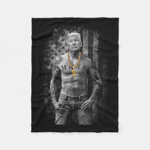 Trump Patriotic Gangster - Anti-liberal Republican Fleece Blanket
