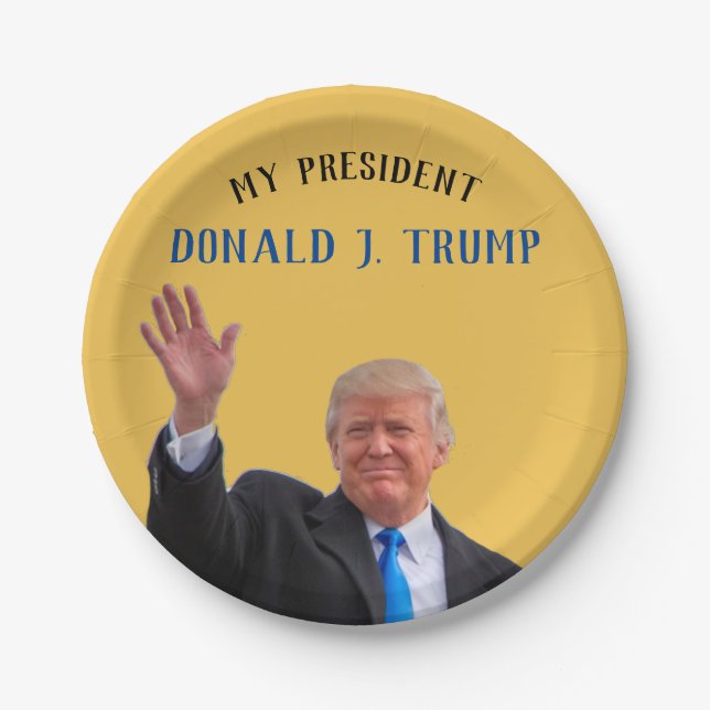  Trump Patriotic 🚗 USA He's My President Paper Plate (Front)