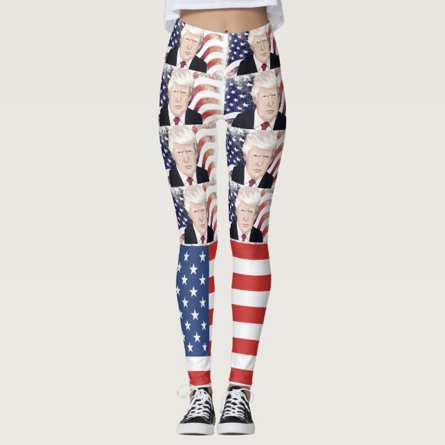 TRUMP PATRIOTIC YOGA PANTS LEGGINGS (Front)