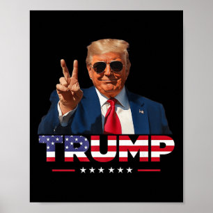 Trump Peace Sign Hand Usa Flag Trump 2024 