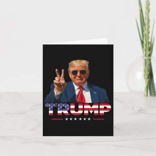 Trump Peace Sign Hand Usa Flag Trump 2024 Card